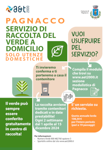 Avviso - Partenza del servizio di ritiro del verde a domicilio SOLO SU RICHIESTA