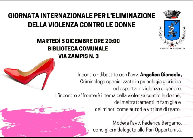 ATTENZIONE, RINVIATA  - Giornata internazionale per l'eliminazione della violenza contro le donne